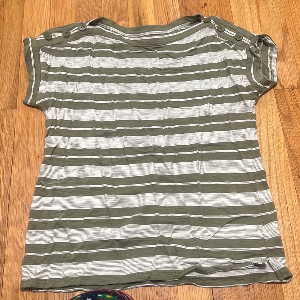 Green striped tee shirt